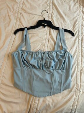 Kendall & Kylie Light Blue Bustier Crop Top